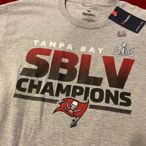 Tampa Bay Buccaneers NFL Super Bowl LV Champions Gray Adult Large Nike T-Shirt * NWT