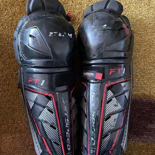 Used And Cracked CCM JetSpeed FT1 Shin Pads. Size 15