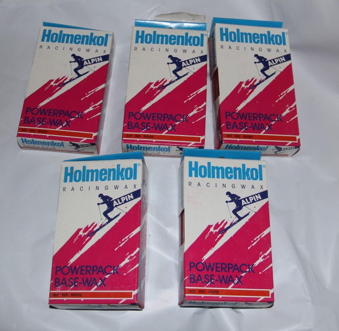 Holmenkol  ski Wax 200 grams  red powerpack  Germany  18F tp 7F wax additives-5 PACK