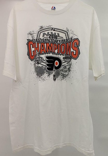 PHILADELPHIA FLYERS 2010 EASTERN CONFERENCE CHAMPIONS MAJESTIC T-SHIRT SIZE ADULT XL