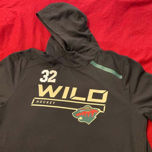 RARE * Minnesota Wild #32 Team Issued Fanatics NHL Hockey Black Adult XL Hooded Pullover