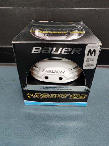 White New Medium Bauer Re-Akt 100 Helmet