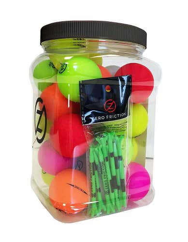 Zero Friction Spectra Matte Golf Balls Jar (Multi-Color) & 2 3/4" (10pk) Tee NEW