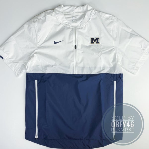 Nike NCAA Michigan Wolverines On Field 1/2 Zip Pull Over SS Jacket