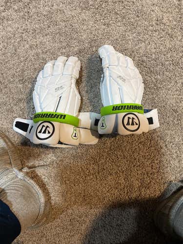 White Used Player's Warrior Evo 13" Lacrosse Gloves