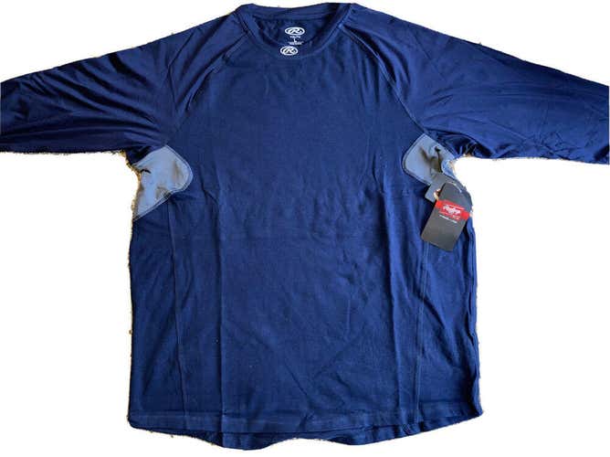 NWT Rawlings Men’s 3/4 Sleeve Compression Base Layer Navy Blue Sz Large