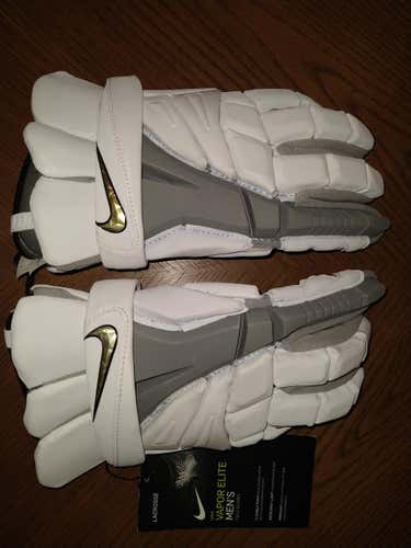 New Nike (white with grey) Vapor Elite Lacrosse Gloves 13" (large)