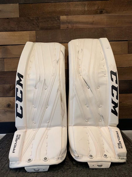 White Used Intermediate 32" CCM Premier R1.9 Goalie Leg Pads