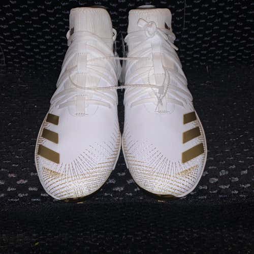Adidas Adizero AfterBurner 6 White/Gold Men's Metal Baseball Cleats Size 10