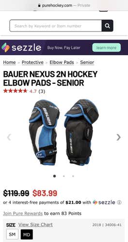 Senior Medium Bauer Nexus 2N Elbow Pads