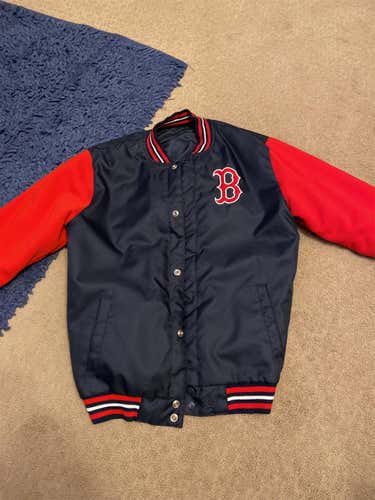 Boston Red Sox reversible bomber jacket (navy/red). Adult Small.