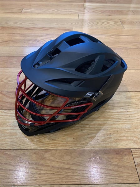 lightly used Cascade S. matte black shell, black chin, washer, & strap. red chrome cage.