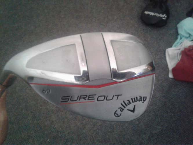 Used Men's Callaway Left Hand Sure Out Wedge Regular Flex 60 Degree Steel Shaft