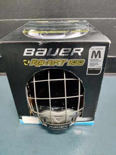New Medium Bauer Re-Akt 100 Black Helmet Combo