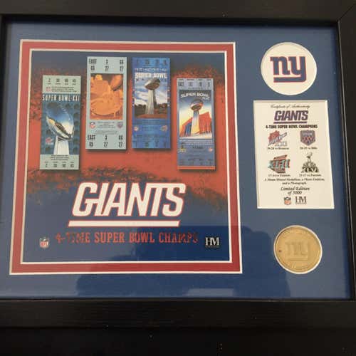 New York Giants Highland Mint Superbowl Champions Plaque Framed