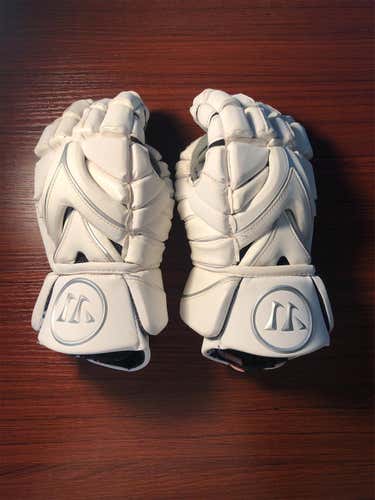 White New Player's Warrior Rabil 13" Lacrosse Gloves