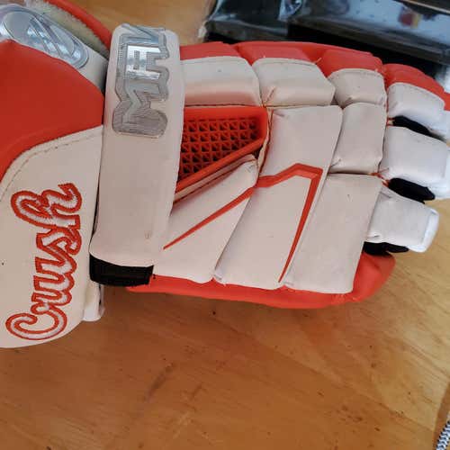 Orange Used Player's Maverik M4 Lacrosse Gloves 10"