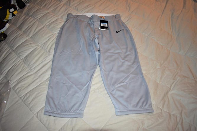 NEW - Nike Team 3/4 Piped Softball Pants, Gray, Medium