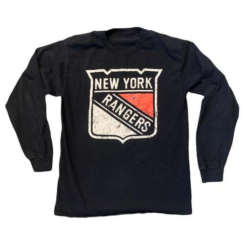 New York Rangers Men's Hockey Stick Flag Long Sleeve Shirt - Pre Owned