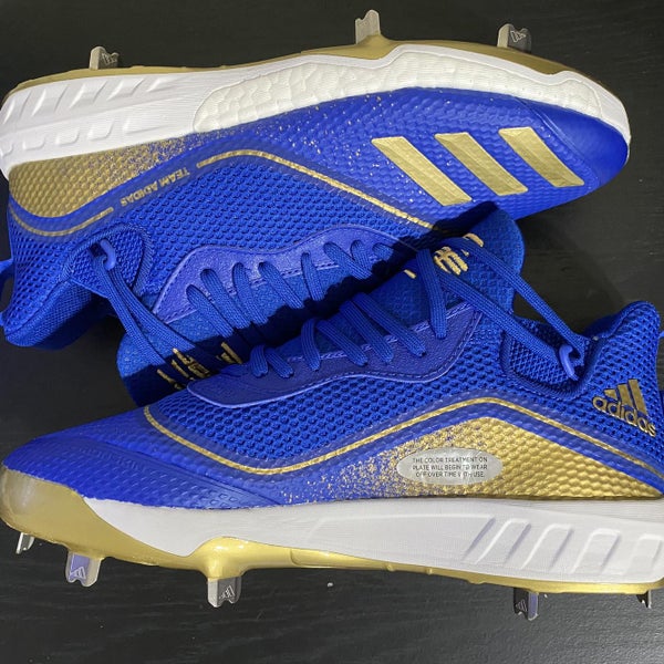 Adidas Icon V Baseball Metal Cleats w/ Boost Strike Blue/Gold Size 10.