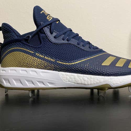 New Adidas Icon V Baseball Metal Cleats w/ Boost Men's Size 10 Navy/Gold.