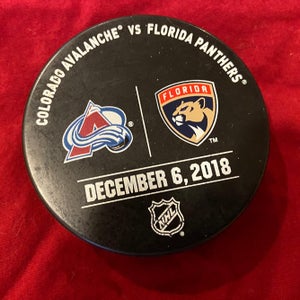 12/6/18 Colorado Avalanche vs Florida Panthers (25th Anniversary Logo) Warm Up NHL Hockey Puck * NEW