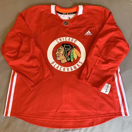 Size 56 Made in Canada Adidas Pro Stock Practice Jersey - Chicago Blackhawks