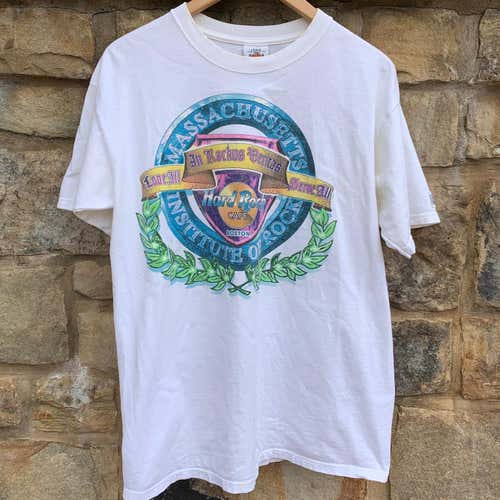 Vintage 90s Hard Rock Cafe Boston Shirt Large Vtg Short Sleeve Massachusetts