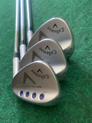 Used Right Handed Mack Daddy Forged 50*54*58* Slate S-200 TourStiff Flex Steel Shaft Wedges