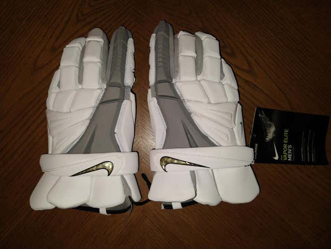 New Nike (white with grey) Vapor Elite Lacrosse Gloves 13" (large)