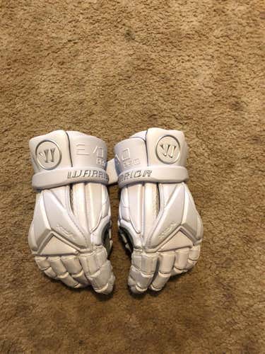 White Used Player's Warrior Evo Pro 12" Lacrosse Gloves. Only used for two practices.