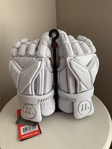 White New Player's Warrior Evo Pro 12" Lacrosse Gloves