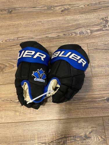 Blue Used Senior Bauer Vapor Pro Team Gloves 14" Pro Stock