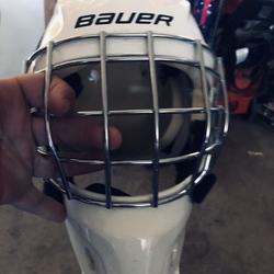 White Intermediate Bauer NME 3 Goalie Mask
