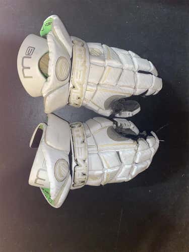 White Used Maverik M3 13" Lacrosse Gloves