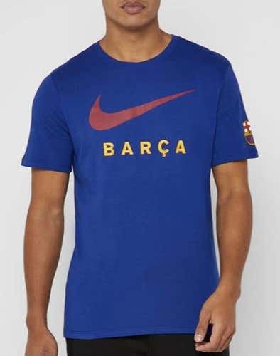 NIKE FC Barcelona Men's Size L Large Game Royal/Red-Yellow Graphic T Shirt New