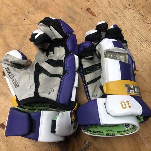 White Used Player's Maverik M4 13" Lacrosse Gloves