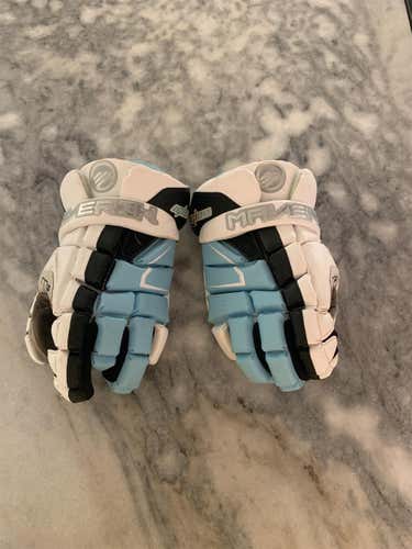 White Used Player's Maverik M4 14" Lacrosse Gloves
