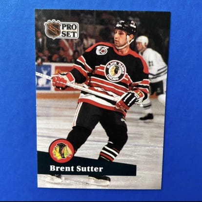*MINT BRENT SUTTER 1991-92 NHL Pro Set French Hockey Card - Chicago Blackhawks