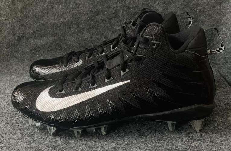 Nike Alpha Menace Pro Mid Football Cleats Black Silver 871451-003  Size 13