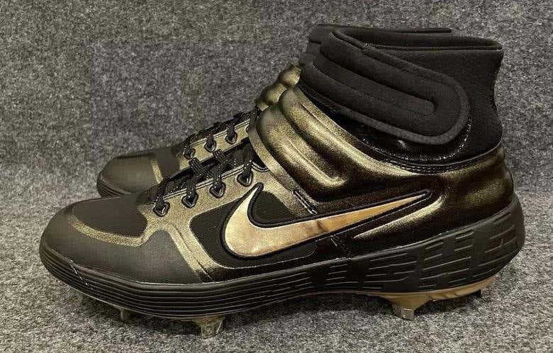 Men’s Nike Alpha Huarache Elite 2 Black/Gold Baseball Cleats CI2228-004  Size 12
