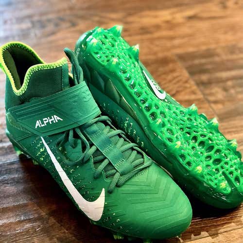 Men's Size 11.5 Green Nike Alpha Menace Football/Lacrosse Cleat (Women's 12.5) Low Cut