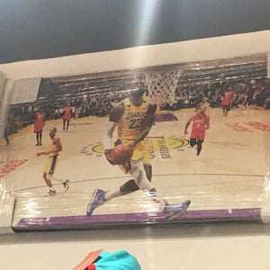 Lebron James Los Angeles Lakers Dunk Canvas 36 X 20