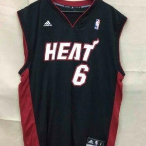 Men's LeBron James Black Miami Heat Large Adidas Jersey