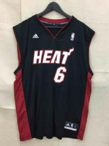 Men's LeBron James Black Miami Heat Large Adidas Jersey