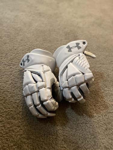 White  Under Armour Engage 2 Lacrosse Gloves 13"