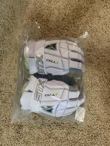 White New Player's STX Cell V 13" Lacrosse Gloves