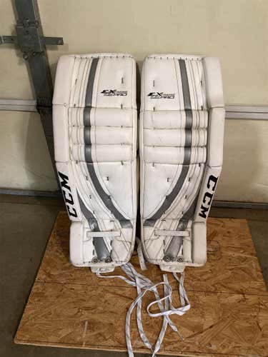 White Senior 34" CCM Extreme Flex Pro  Goalie Leg Pads