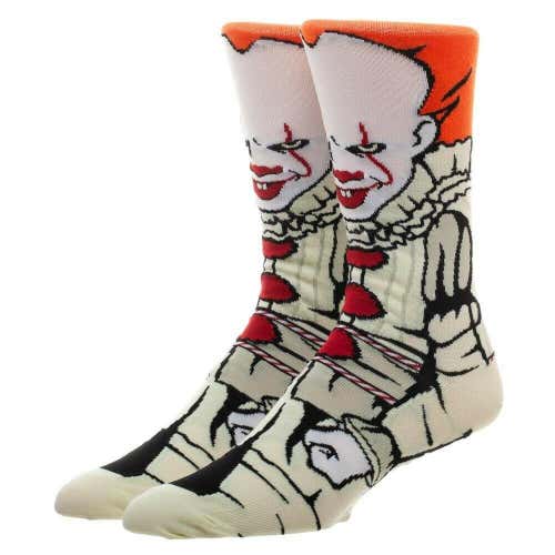 IT Pennywise Bioworld Socks Men's 8-12 Horror Halloween Movie Monster Clown
