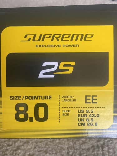 Used Senior Bauer Supreme 2S Hockey Skates Extra Wide Width Size 8